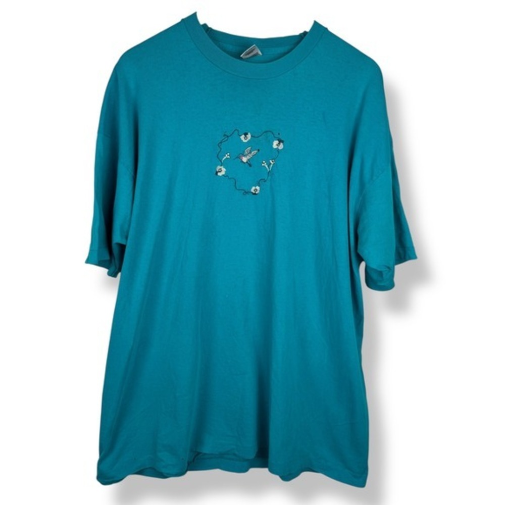 Single Stitch Fruit of the Loom Shirt Teal Womens Size XXL Vintage Bird USA Made